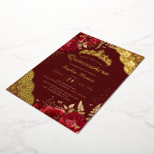 Invitation En Aluminium Dentelle florale rouge Quinceanera (Rotation)