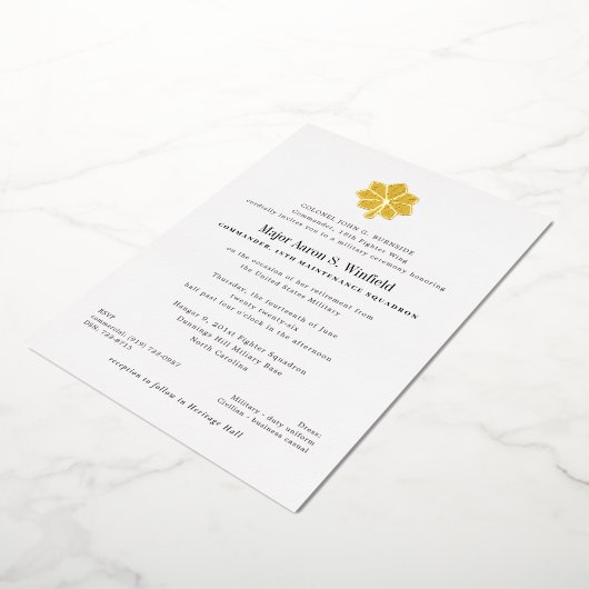 Invitation En Aluminium Départ militaire majeure en or (Rotation)