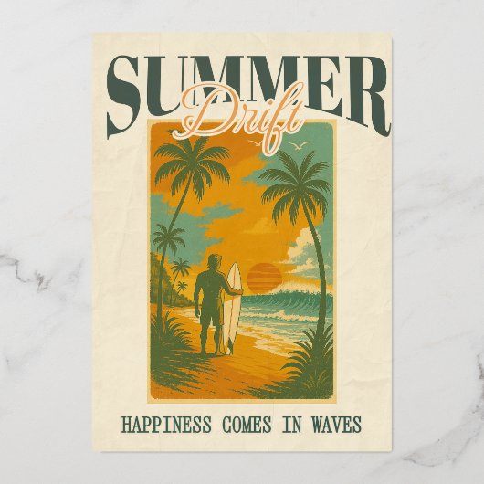 Invitation En Aluminium Dérive tropicale estivale (Recto)