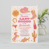 Invitation En Aluminium Dernier Rodéo Rose Cowgirl Weekend (Debout devant)