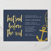 Invitation En Aluminium Dernière voile avant le Veil Bateau Bachelorette P (Recto)