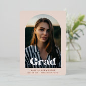 Invitation En Aluminium Design d'arc moderne Photo Graduation Party Argent (Debout devant)