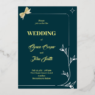 INVITATION EN ALUMINIUM DESIGN ÉLÉGANT AVEC ARRIÈRE - PLAN BLEU FONCÉ