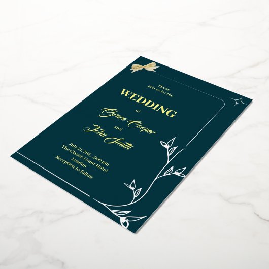 INVITATION EN ALUMINIUM DESIGN ÉLÉGANT AVEC ARRIÈRE - PLAN BLEU FONCÉ (Rotation)