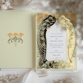 Invitation En Aluminium Design floral Mariage Art Nouveau élégant