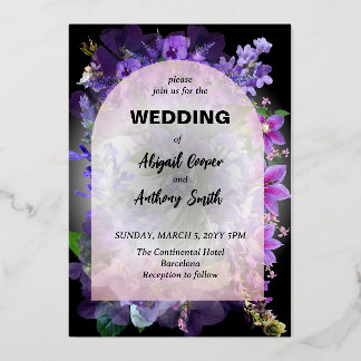 Invitation En Aluminium Design floral simple violet