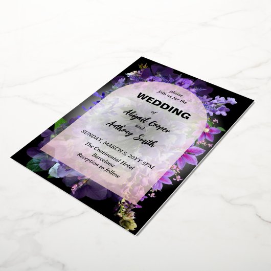 Invitation En Aluminium Design floral simple violet (Rotation)