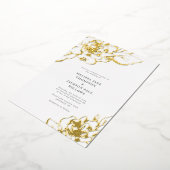 Invitation En Aluminium Design mariage élégant à fleurs dorées (Rotation)