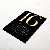 Invitation En Aluminium Design moderne noir et or | Cool 16e anniversaire (Rotation)