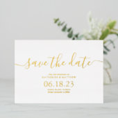 Invitation En Aluminium Design moderne Script mariage Enregistrer la date (Debout devant)