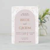 Invitation En Aluminium Design rose fleuri & mariage rose doré tactile (Debout devant)