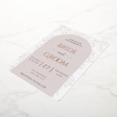 Invitation En Aluminium Design rose fleuri & mariage rose doré tactile (Rotation)