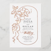 Invitation En Aluminium Dessin floral Elegant Boho Mariage Rose or (Recto)