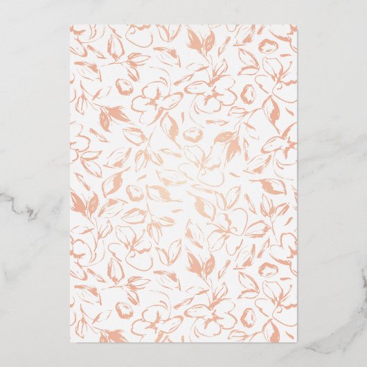 Invitation En Aluminium Dessin floral Elegant Boho Mariage Rose or (Verso)