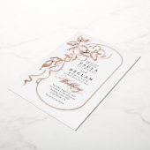 Invitation En Aluminium Dessin floral Elegant Boho Mariage Rose or (Rotation)