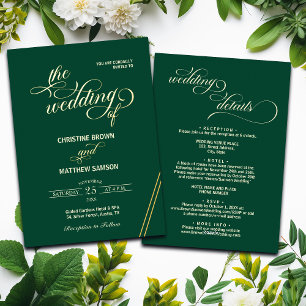 Invitation En Aluminium Détails de calligraphie élégants au dos de la cart
