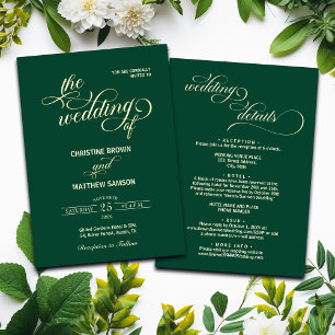 Invitation En Aluminium Détails de calligraphie élégants au dos de la cart