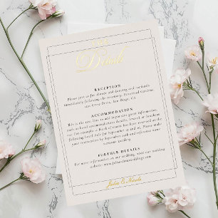 Invitation En Aluminium Détails de mariage de calligraphie noir ivoire cla