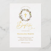 Invitation En Aluminium détails dorés couronne d'automne Baptême (Recto)