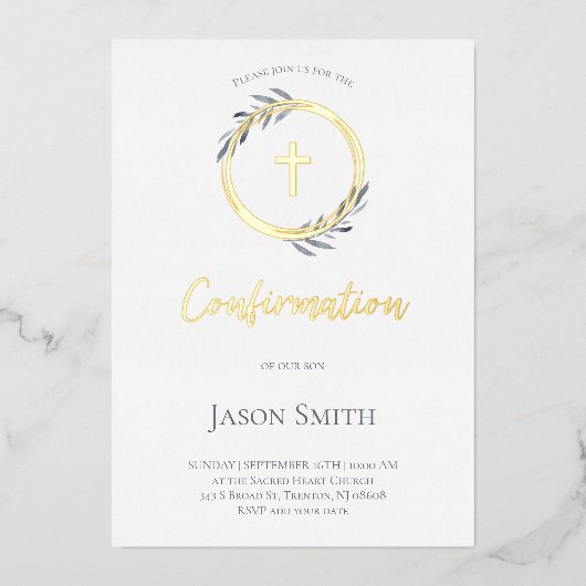 Invitation En Aluminium détails or élégant Confirmation (Recto)
