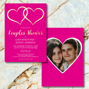 Invitation En Aluminium Deux Coeurs minimum Couples Rose Chaud Photo Douch