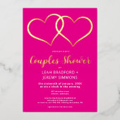 Invitation En Aluminium Deux Coeurs minimum Couples Rose Chaud Photo Douch (Recto)