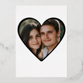 Invitation En Aluminium Deux Coeurs minimum noir blanc Couple Photo (Verso)