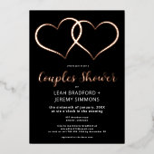 Invitation En Aluminium Deux Coeurs minimum noir blanc Couple Photo (Recto)