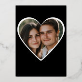 Invitation En Aluminium Deux Coeurs minimum noir blanc Couple Photo (Verso)