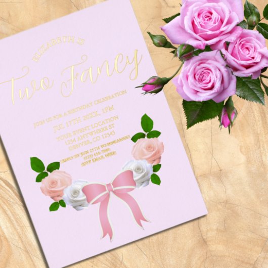 Invitation En Aluminium Deux Fancy Bow Floral Anniversaire