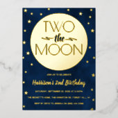 Invitation En Aluminium Deux La Lune 2e Anniversaire Réel (Recto)