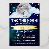 Invitation En Aluminium Deux La Lune 2e Anniversaire Réel (Recto)