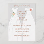 Invitation En Aluminium Deux mariées Mariage habiller Lesbiennes Couples D (Recto)