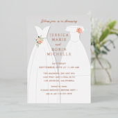 Invitation En Aluminium Deux mariées Mariage habiller Lesbiennes Couples D (Debout devant)