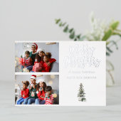 Invitation En Aluminium Deux photos Arbre de Noël moderne (Debout devant)