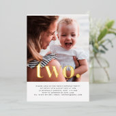 Invitation En Aluminium Deux photos premier anniversaire or (Debout devant)