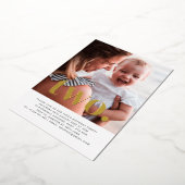 Invitation En Aluminium Deux photos premier anniversaire or (Rotation)