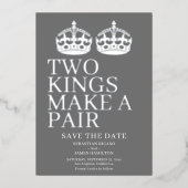Invitation En Aluminium Deux rois font une paire Mariage gay (Recto)