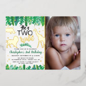 Invitation En Aluminium Deux Wild Jungle Safari Boys 2e Anniversaire Photo (Recto)