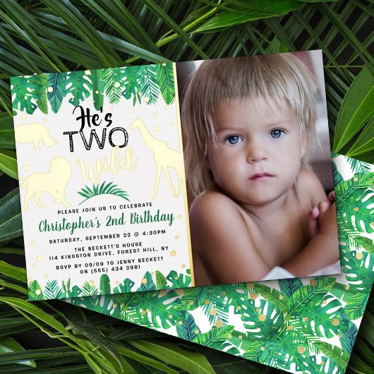 Invitation En Aluminium Deux Wild Jungle Safari Boys 2e Anniversaire Photo