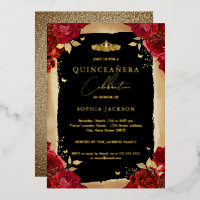 Diadème de dentelle de rose rouge or pour Quincean