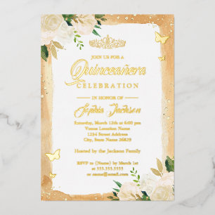 Invitation En Aluminium Diadème Floral de Quinceanera en Orclat