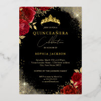 Diadème Rose Or Rouge Étincelant Quinceanera