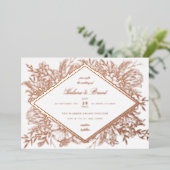 Invitation En Aluminium Diamant floral croisé Romantique Jardin Rose Or (Debout devant)