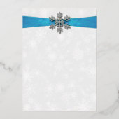 Invitation En Aluminium Diamante Snowflake & Blue Ribbon Mariage d'hiver (Verso)