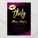 Invitation En Aluminium Diamond Hot Pink Gold Kiss 30e anniversaire<br><div class="desc">Plus jolies invitations d'anniversaire dans le Little Bayleigh Store!</div>