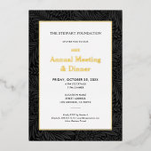 Invitation En Aluminium Dîner annuel d'affaires de botanique noir élégant (Recto)