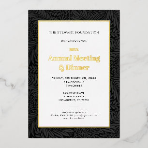 Invitation En Aluminium Dîner annuel d'affaires de botanique noir élégant