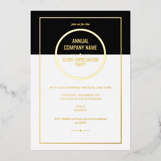 Invitation En Aluminium Dîner annuel d'appréciation de l'entreprise Fête d (Recto)
