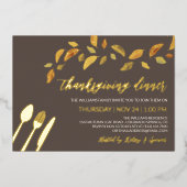 Invitation En Aluminium Dîner d'action de grâces pour les feuilles (Recto)